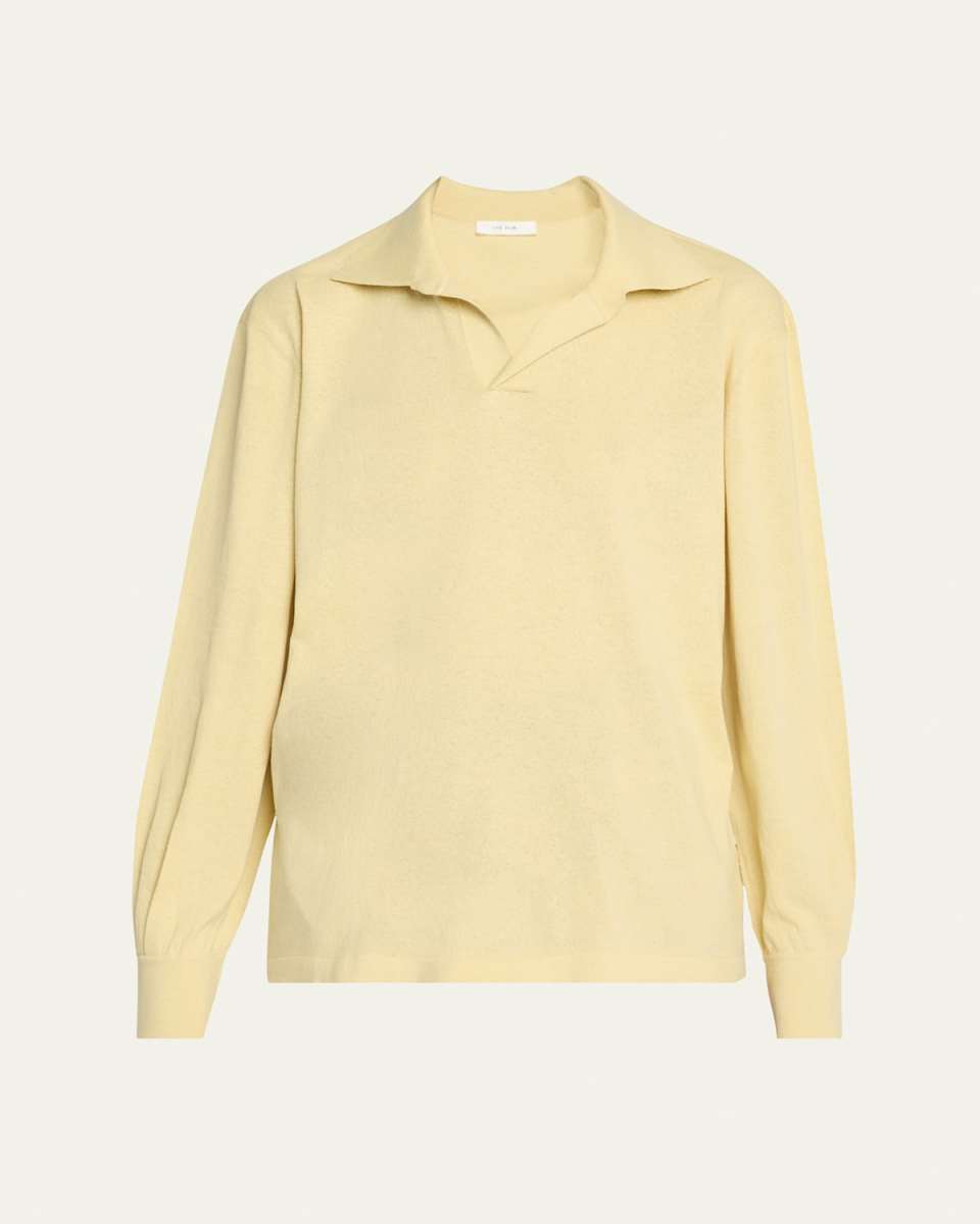Jovani Polo Long-Sleeve Silk Top